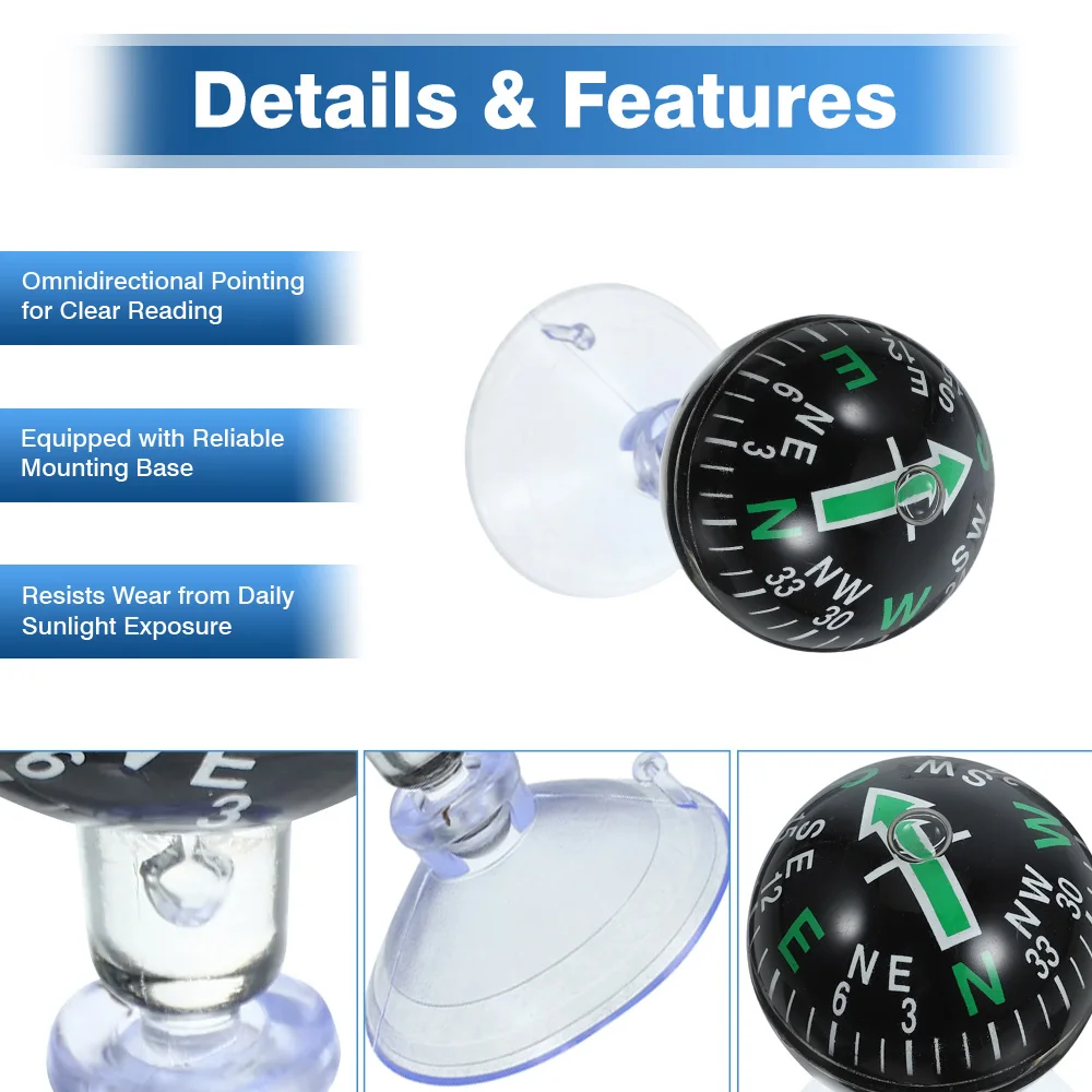 38mm Car Dashboard Compass Spherical Suction Cup Portable Small Boat Ocean Marine Mount Vehicle Accessories Car Interior