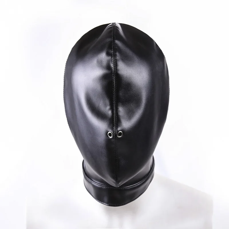 PU Leather Head Harness Hood Mask Restraints Open Nose Holes Headgear BDSM Bondage Halloween Roleplay Sex Toys for Women Men