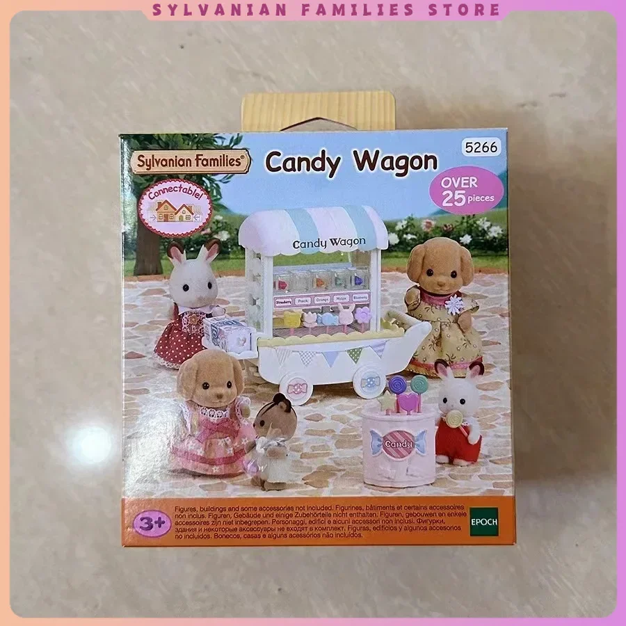 Original Sylvanian Families Keychain Clothes Sorpresa Furniture Chihuahua Figures Houes Accesorios Family Doll Toy Candy Cart