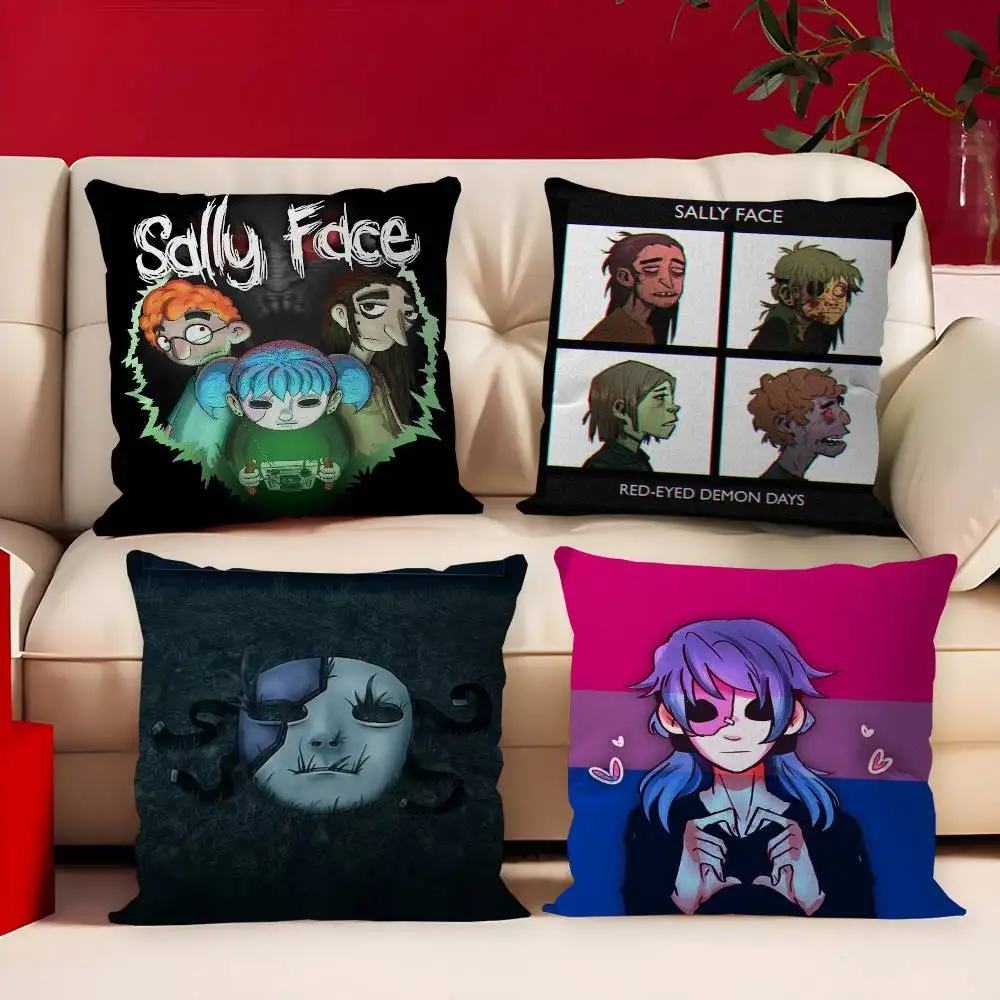Sally Face Maple Design Cushion Cover Happy Autumn Harvest decor Holiday Decorati Pillow Cover