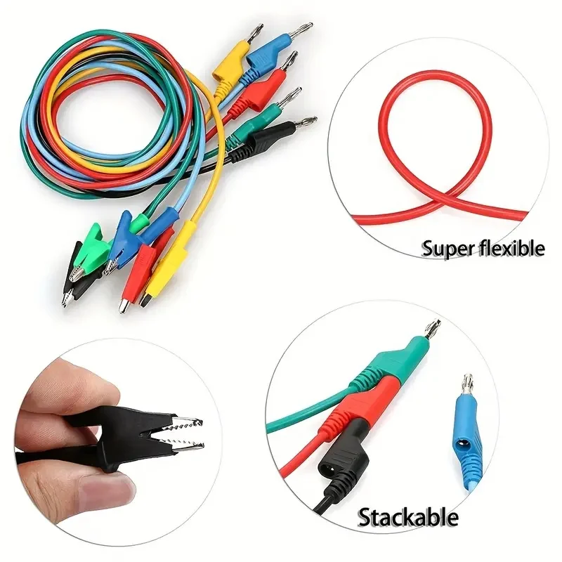 2 шт./5 шт., 4 мм штекер типа «банан» к зажиму «крокодил», комплект тестовых проводов, мультиметр с зажимом «крокодил», провод 1 м, 1000 В/15 А, P1037