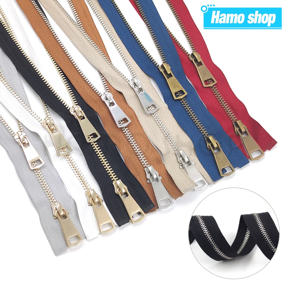 10-80cm Nr. 5 Metall-Reißverschluss mit Doppelgleiter, Farbig, Hochwertig, Offenes Ende 5 #   Metallreißverschluss für Handarbeiten, Stoff, Nähen, Taschen, Schuhe