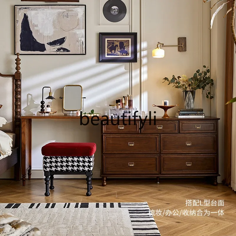 

Asmt52 Комод из цельного дерева в американском стиле, современный минималистичный винтажный шкаф для хранения из цельного дерева для гостиной