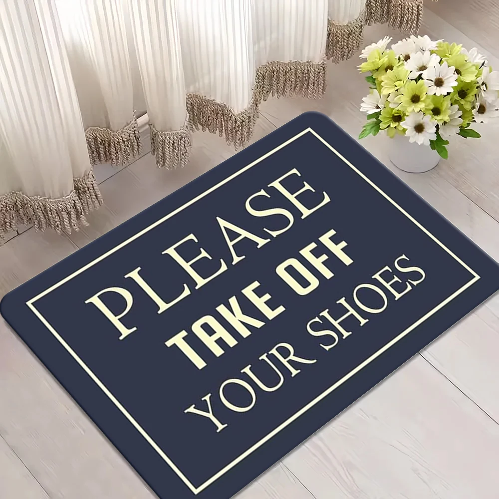 

Please Take Off Your Shoes Doormat Luxury Home Decorations Indoor Entrance Mats Rugs Non Slip Flannel Front Door Welcome Mat