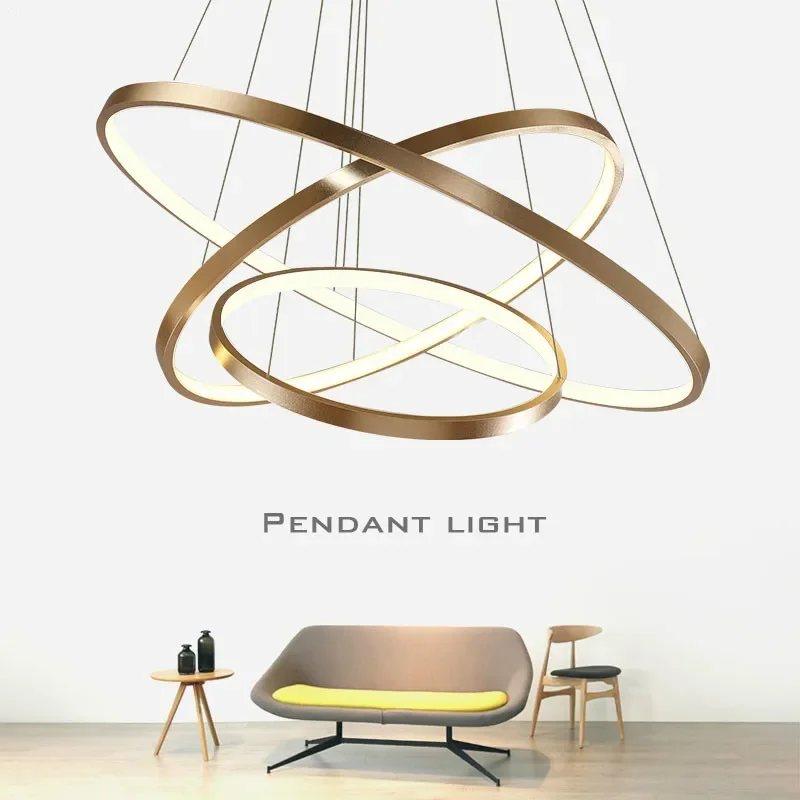 

Gold/Black/White Ceiling Pendant Lights for Living Room 4/3/2/1 Circle Ring Acrylic Aluminum-ware Body LED Lighting Lamp fixture