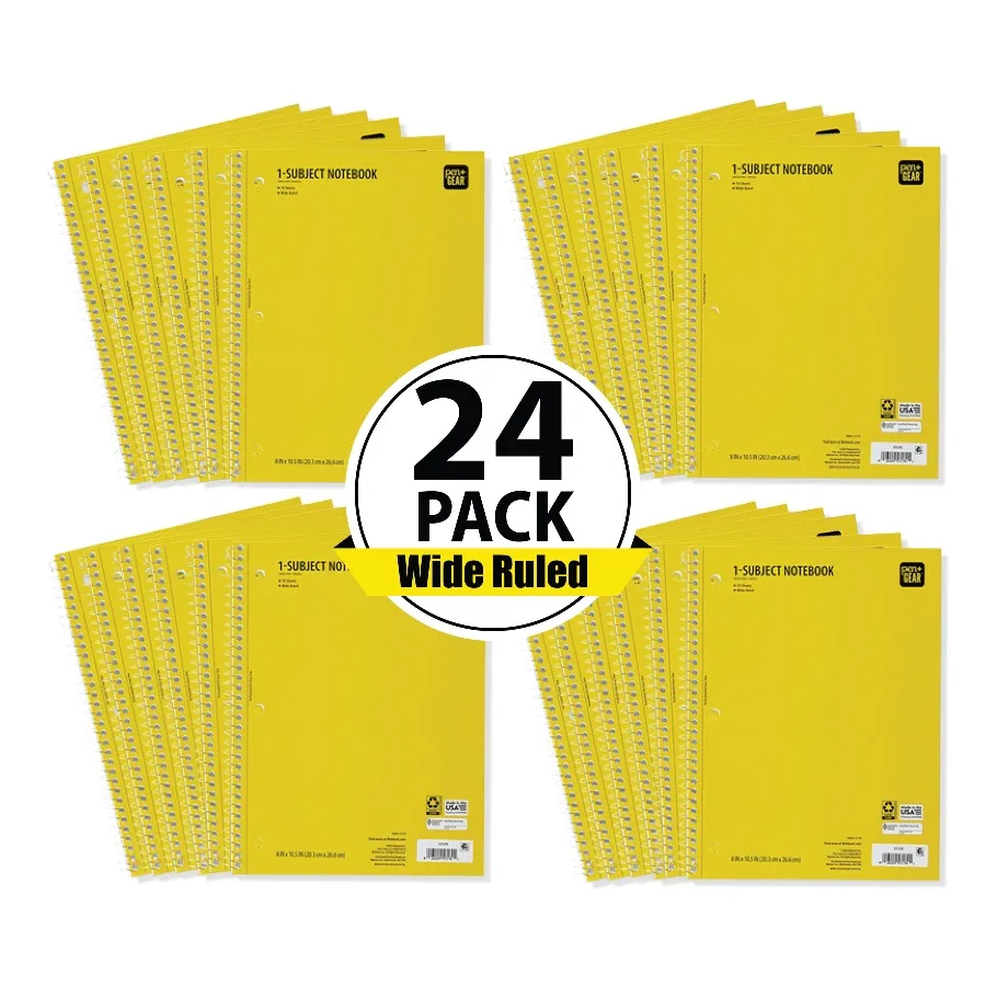 Regla amplia Amarillo 1 subcuaderno 8x10,5 70 hojas cada paquete de 24 Ideal para tomar notas en el aula Planificación de oficina y diario