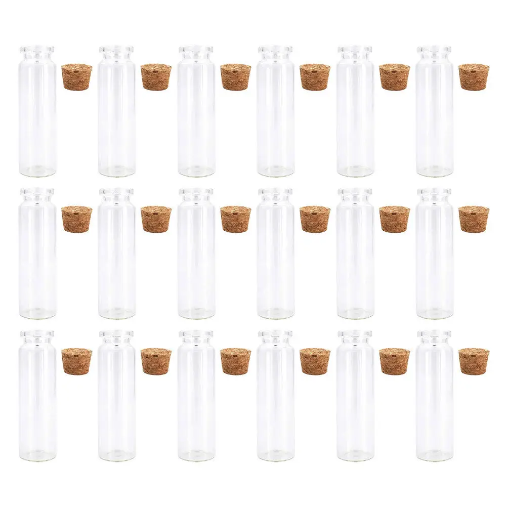 24Pcs Baby Hair and Milk Tooth Collecting Bottles Clear Small Glass Jars Cork Stopper DIY Wishing Bottles Storage Craft