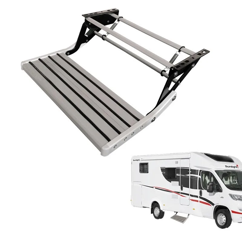 

Aluminum Alloy Folding RV Step Manual Single-tier RV Step Trailer Camper Step 200kg Load Doorway Manual Folding Ladder Step