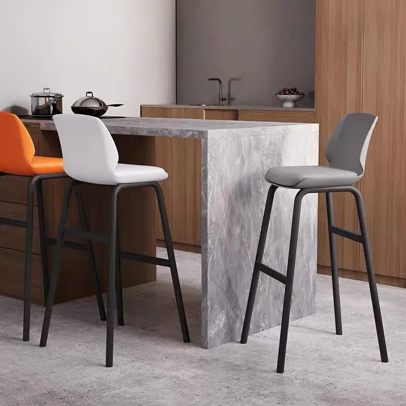 

Luxury Bar Stool Reception Nordic Manicure High Designer Dining Chair Counter Minimalist Backrest Home Cadeira Furniture XR50BY