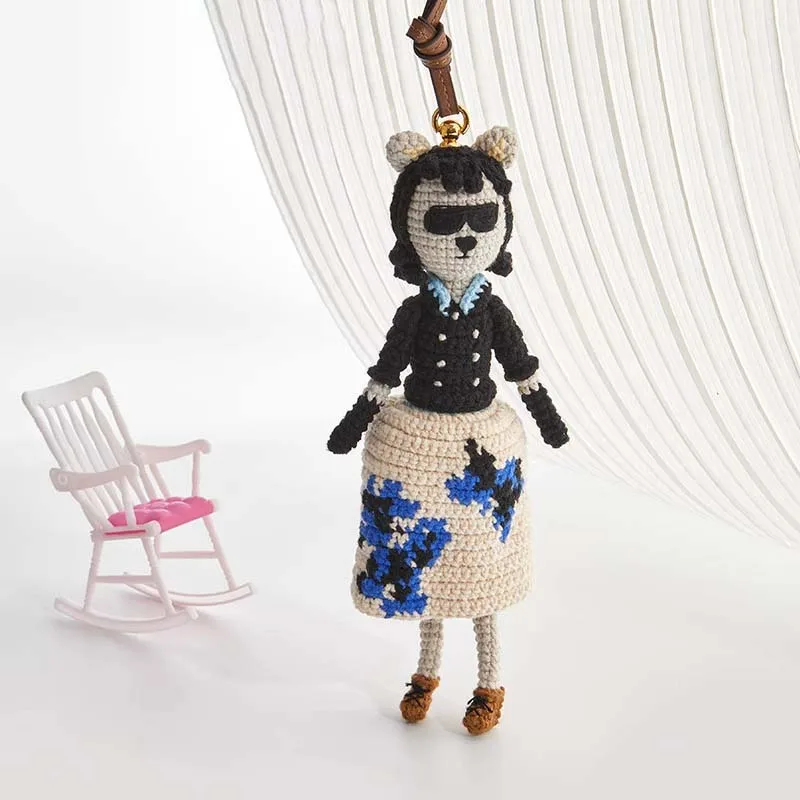 Fashion cute elegant doll bag charm knitted humanoid bag charm weaving keychain car pendant women bag accessories