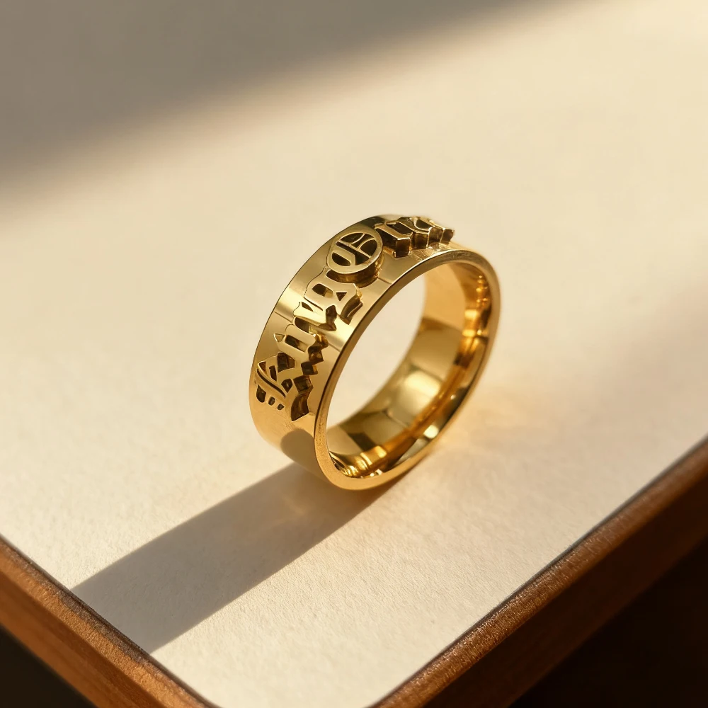 Custom Silver Men's Ring Chunky Gothic Rings Old English Personalized Luxury Name Ring Stainless Steel Jewelry Boyfriend Gift