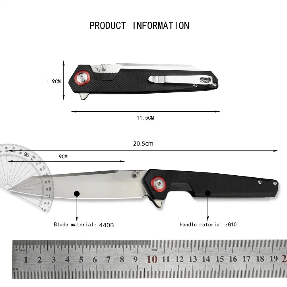 G10 Tactical Folding Knife 440B Blade High Quality Pocket Knife Outdoor Utility EDC Camping Hiking Survival Hunting Tool