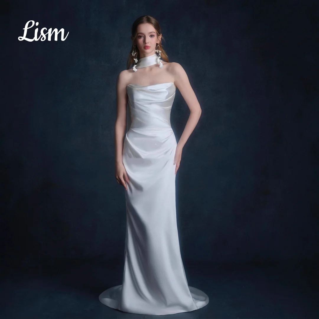 Lism Elegant Wedding Party Dress Strapless with Scarf Korea Photo shoot Bridal Reception Gown Customized 2026 Evening Dresses