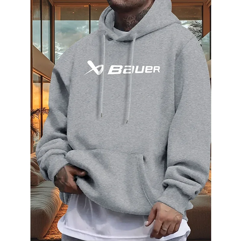 Men'S Casual Fleece Lined Hoodie with Black with White Lettering Regular Fit Casua Hooded Sweatshirt Fleece