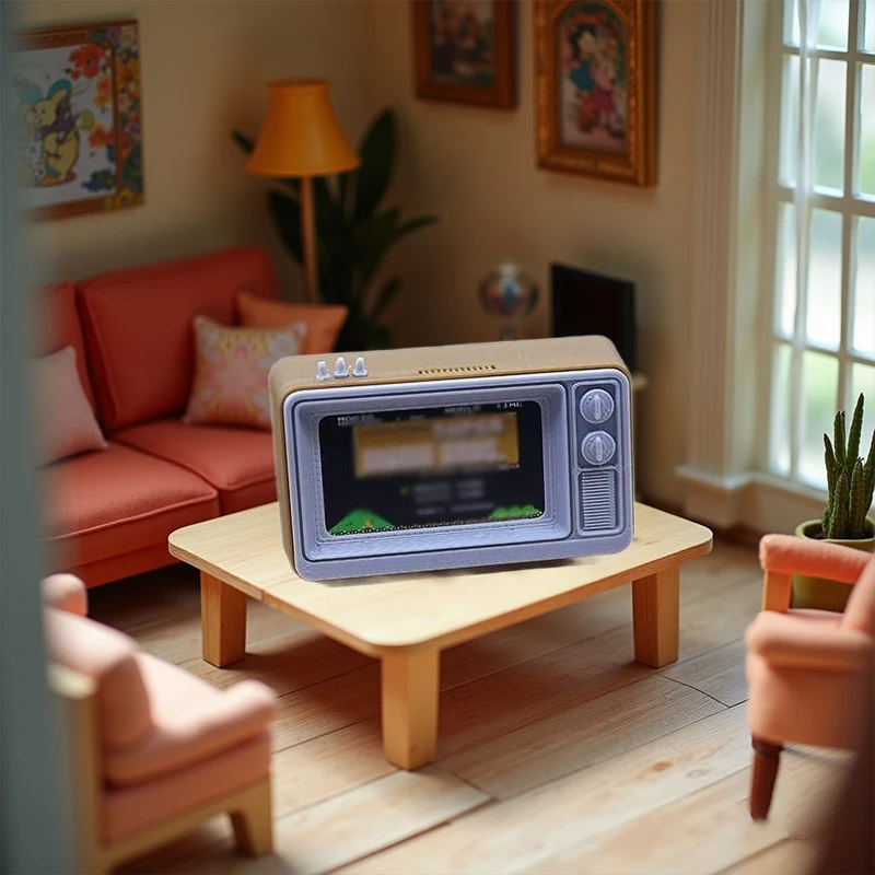 Modello di console di gioco TV nostalgica in miniatura in scala 1/12 per 12 accessori per casa delle bambole da collezione per decorazioni per scene di soggiorno