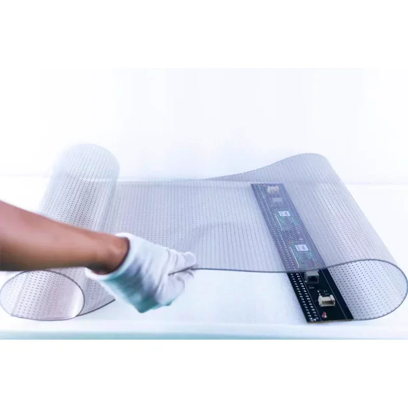 

Customized indoor flexible led crystal film screen full color transparent led flexible display