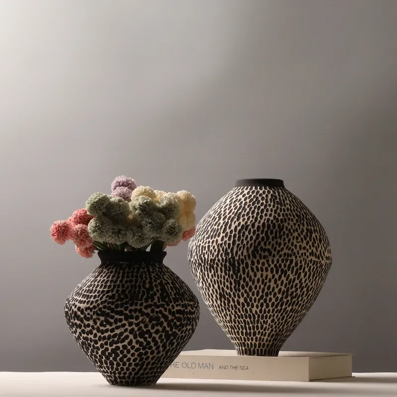 for Modern Simple Creative Ceramic Vase Color Matching Hand Painted B&B Retro Decoration Bogu Frame Ornament Medieval Flower