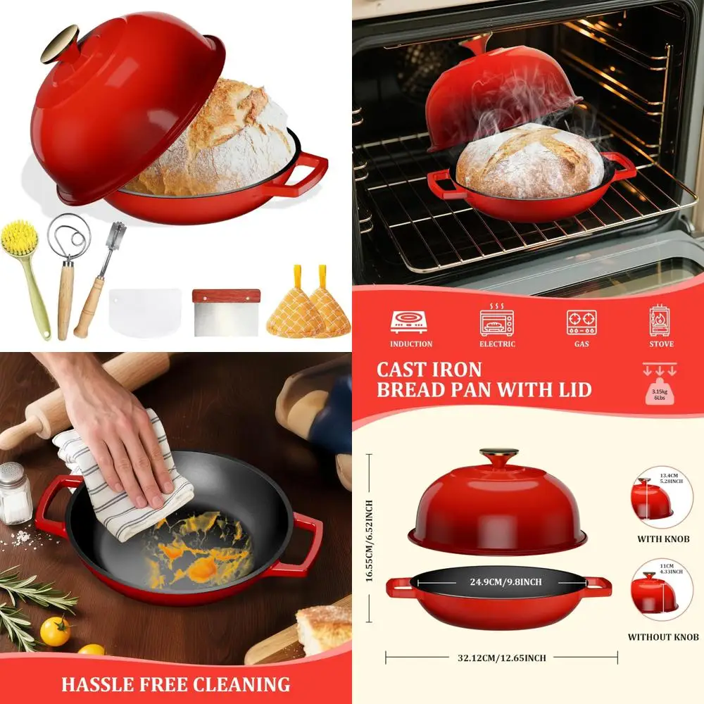 

Эмалированная чугунная голландская духовка, 5-литровая хлебопечка для идеальной скоринки, безопасная в духовке, идеально подходит для выпечки и блюдцев