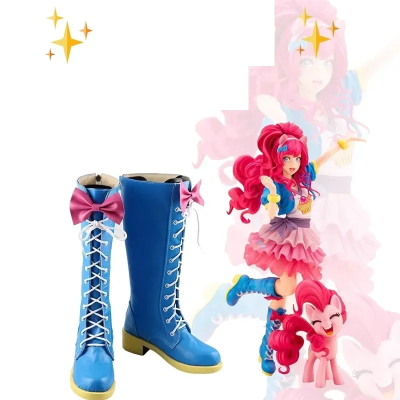 

Аниме Little Pony, сапоги Pinkie Pie для косплея, Хэллоуин, карнавал, индивидуальный заказ, синие туфли Little Pony Ppinkie Pie