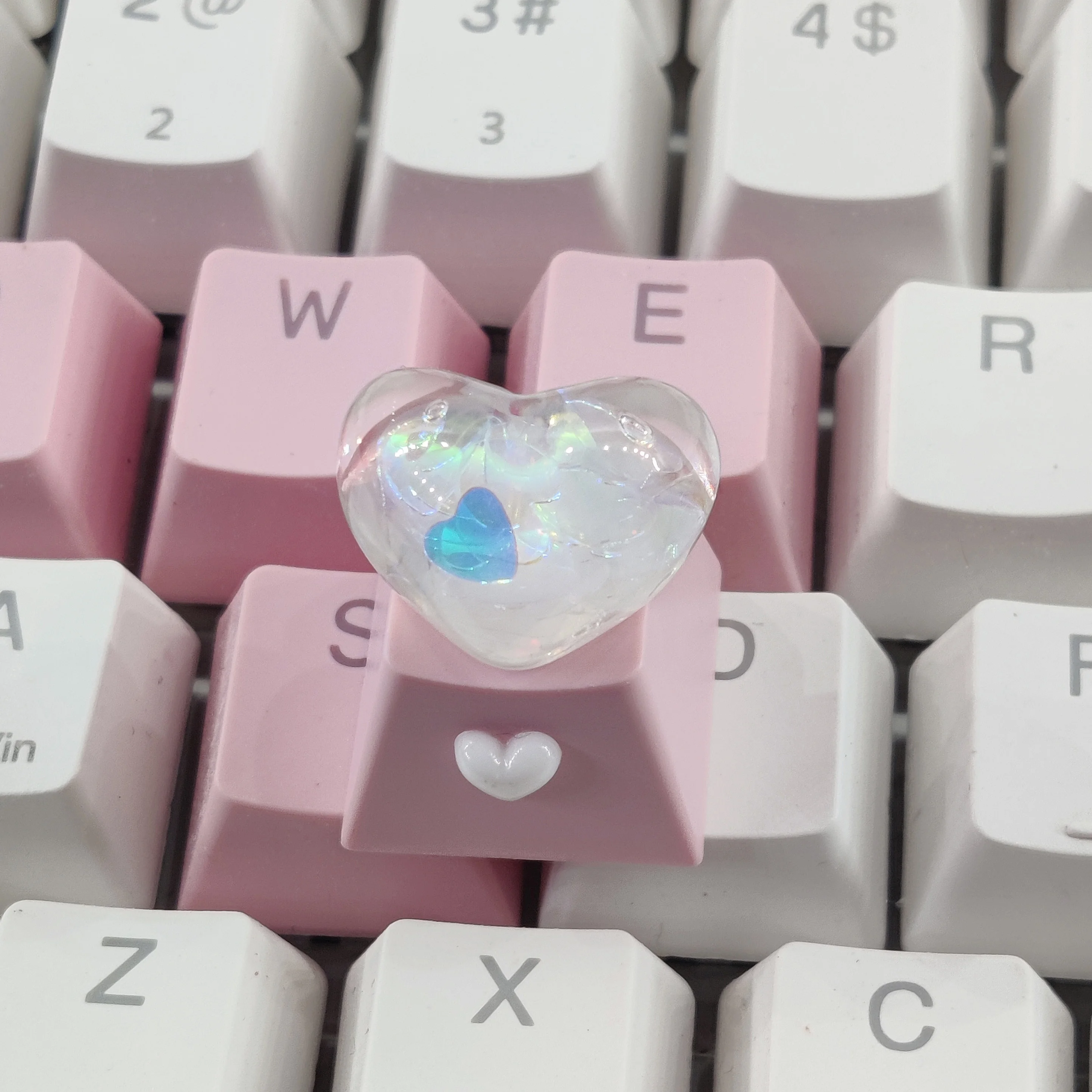 لوحة مفاتيح ميكانيكية على شكل قلب, الصليب الوردي, كرة كريستال, ملحق واستبدال, مفتاح واحد, هدية الفتاة #3