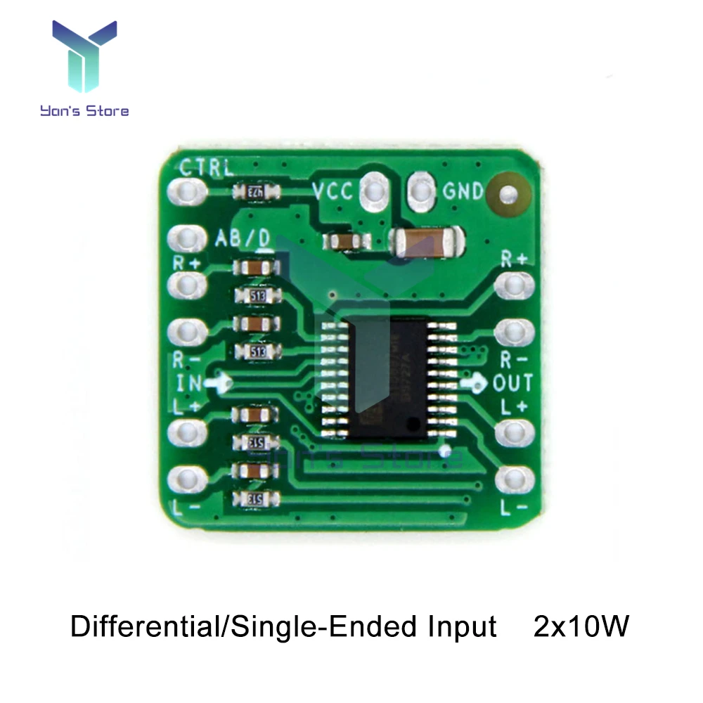 Differential Power Amplifier Board 2x10W Digital Class D Audio Power Amplifier HT8697 Differential Input 3.6-8.5V