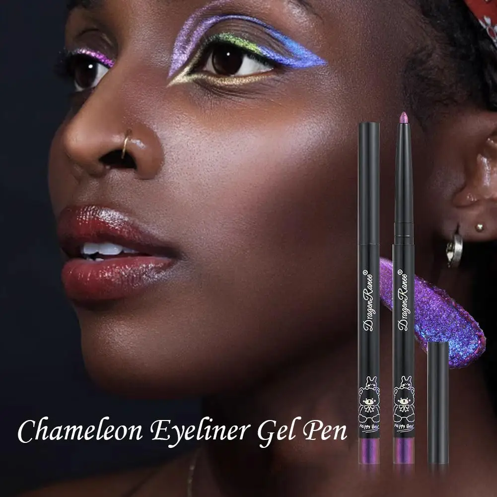 Camaleão delineador gel caneta à prova dwaterproof água camaleão sombra lápis longo wear multicromo delineador glitter destaques maquiagem dos olhos