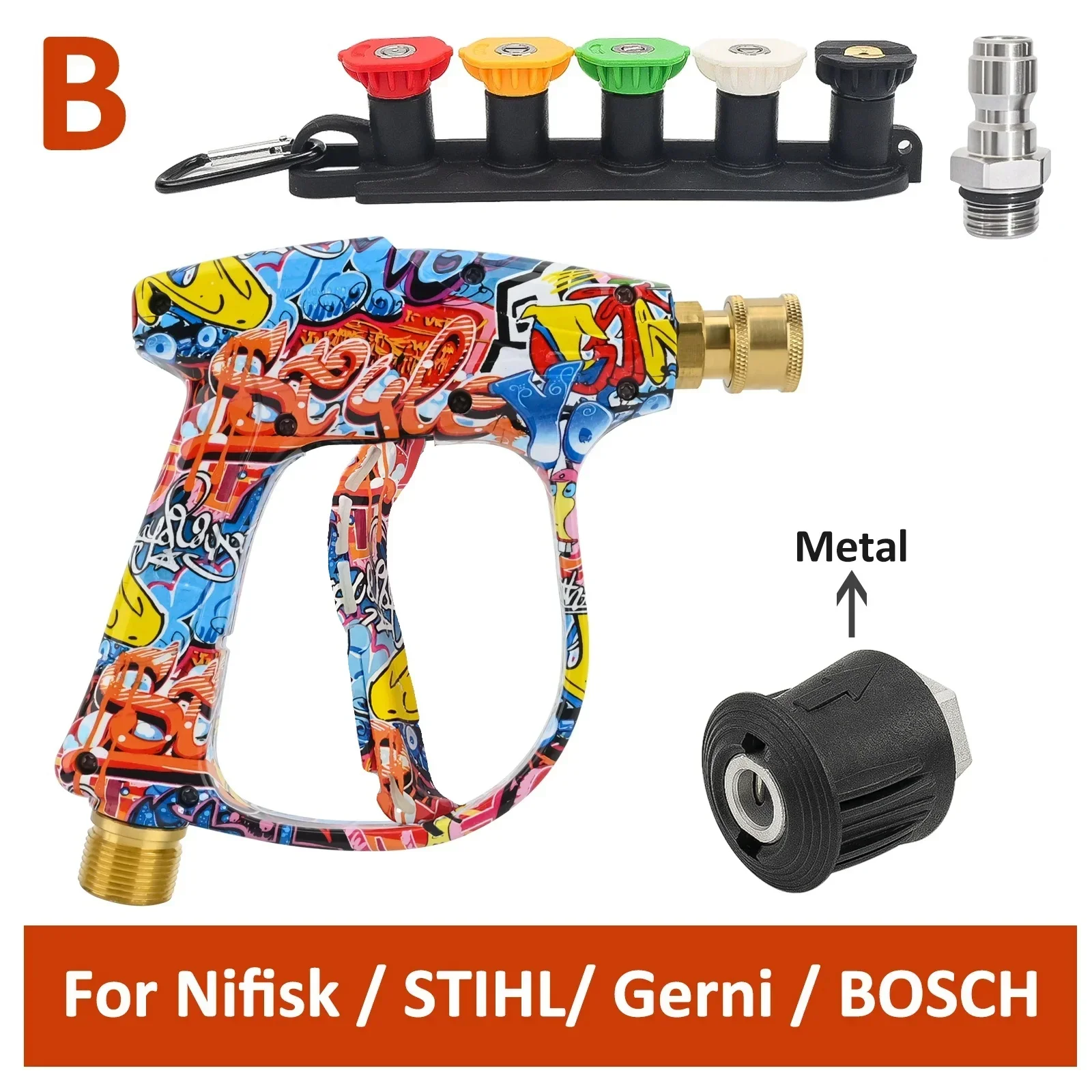 Graffiti Design hogedrukschuimpistoolset - multi-brand geschikt voor Karcher/Bosch/Nilfisk, ergonomische grip, auto/camper/vrachtwagenreinigingsset