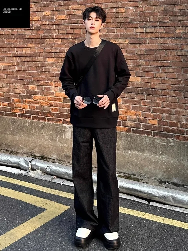 

Мужские джинсы Bla Original Denim: модные прямые брюки с микро-клешем для весны, повседневные, из полиэфирного волокна, в стиле Cleanfit