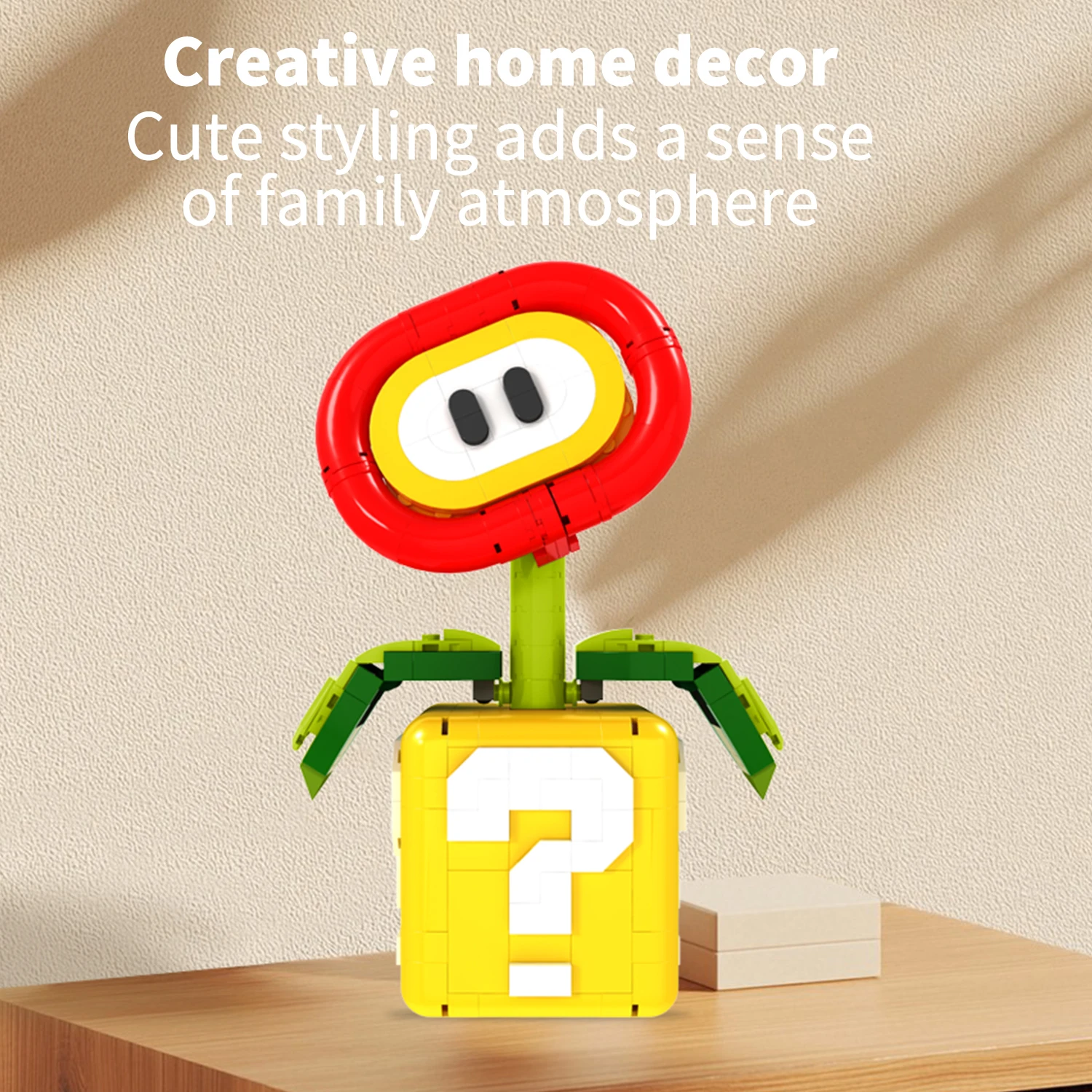 Cartoon Game Question Box Flower Building Blocks Set Retro Game Character MOC Bricks Model Toy Desktop Ornament Collectible Gift view 4
