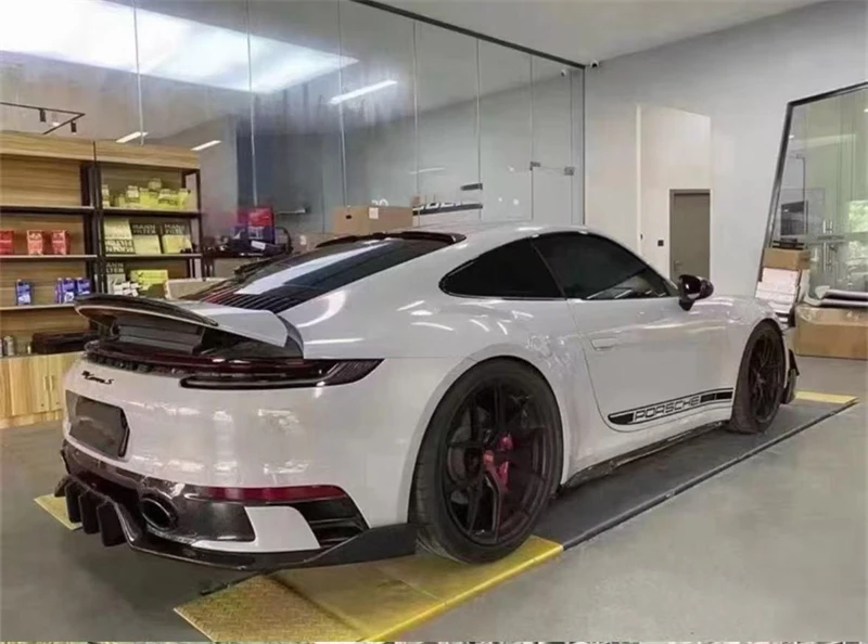 For Porsche Panamera 911 992 ReaI Carbon Fiber Bumper Rear Lip Spoiler Kit