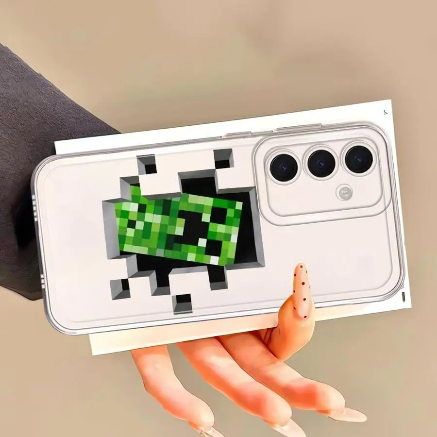 Прозрачный чехол для Samsung Galaxy A55 A23 A56 A73 A54 A14 A25 A36 A13 A33 A15 A34 A35 A26 A24 Зеленый мультяшный узор