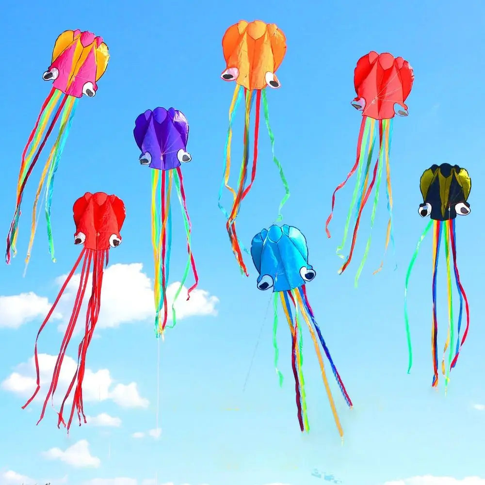 Orange 3D Octopus Kite Factory Outlet Good Flying 4m Giant Beach Kite DIY Toy 3D Kite Family Interaction