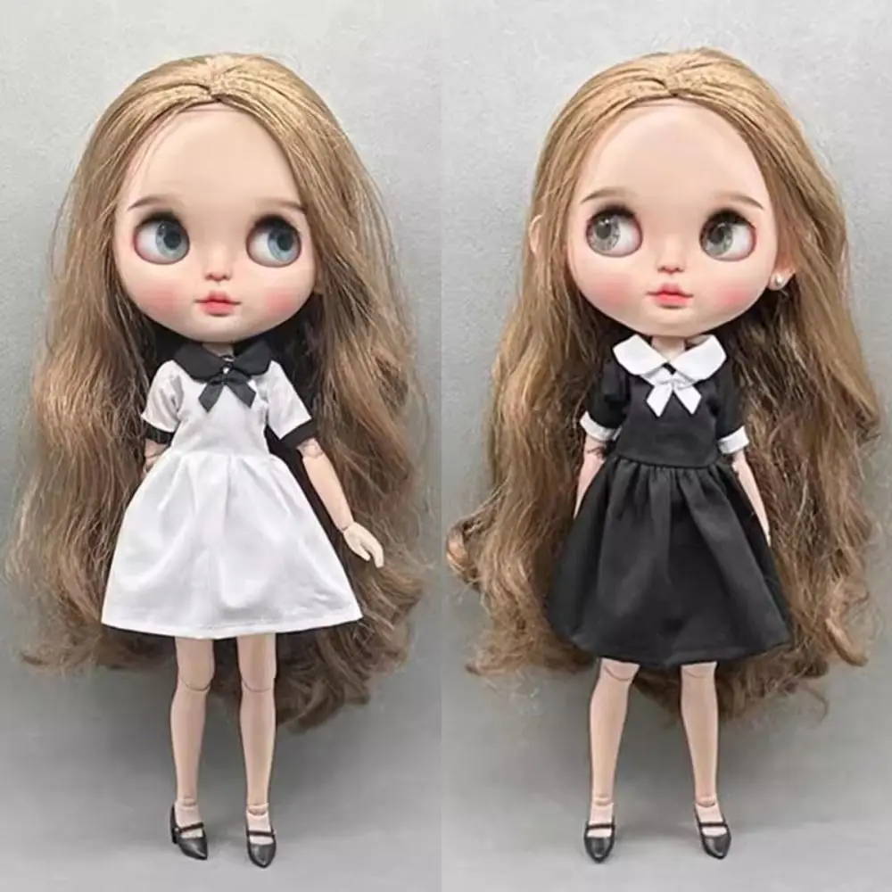 패션 라운드 넥 원피스 귀여운 미니 공주 스커트, DIY 액세서리, 활 타이 원피스, Azone ob22 ob24 인형, blythe 인형