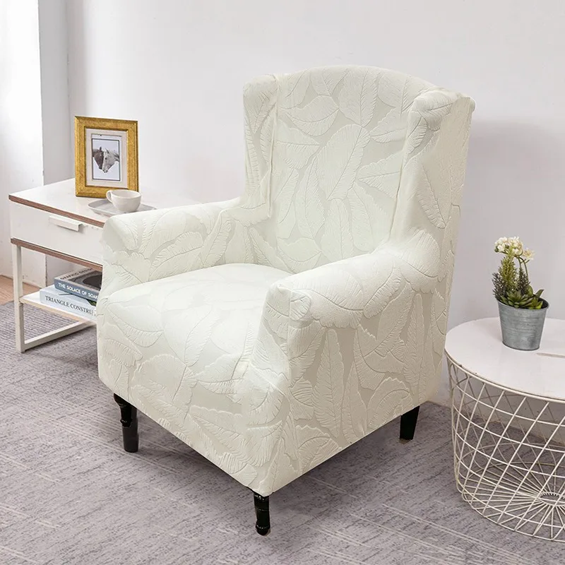 Thickened Wing Chair Cover Stretch Armchair Covers for High Back Sofa Jacquard Couch Slipcover Furniture Protector for Bedroom