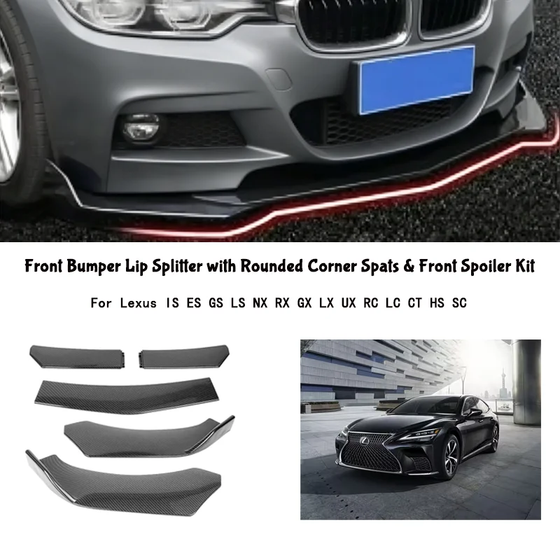 5-Segment Adjustable Front Bumper Lip Splitter Body Kit For Lexus IS ES GS LS NX RX GX LX UX RC LC CT HS SC