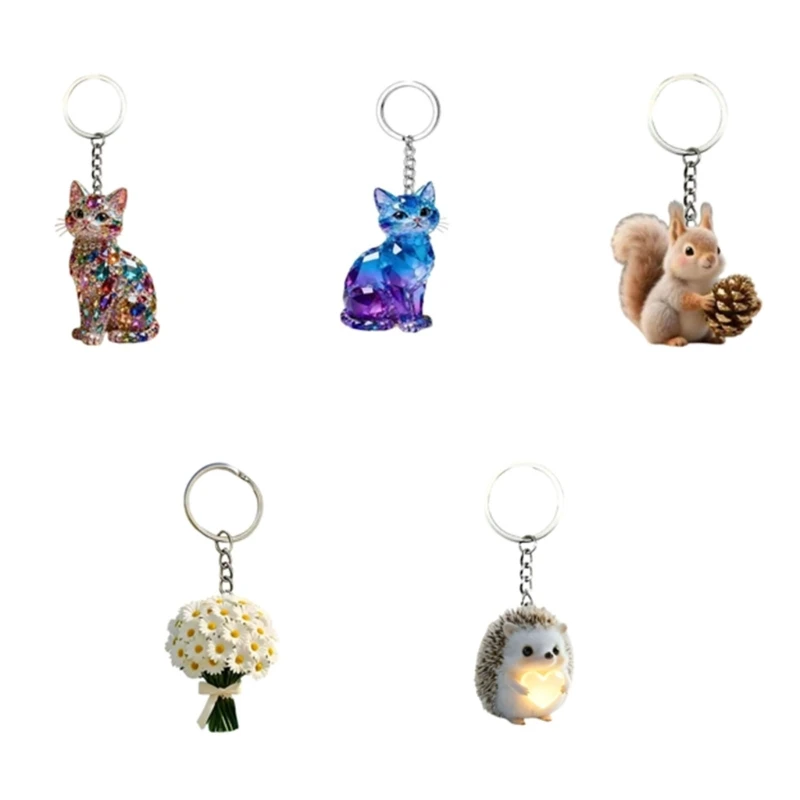 195C Acrylic Keychain With Flower And Patterns Scratch Proof For Offices And School Use