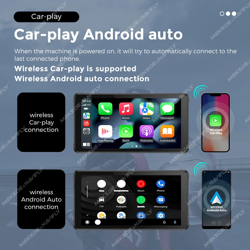 5.5inch motorcycle Navigation carplay moto IP67 Waterproof Dual BT Channels For Wireless Carplay Android auto Dual recording CAM