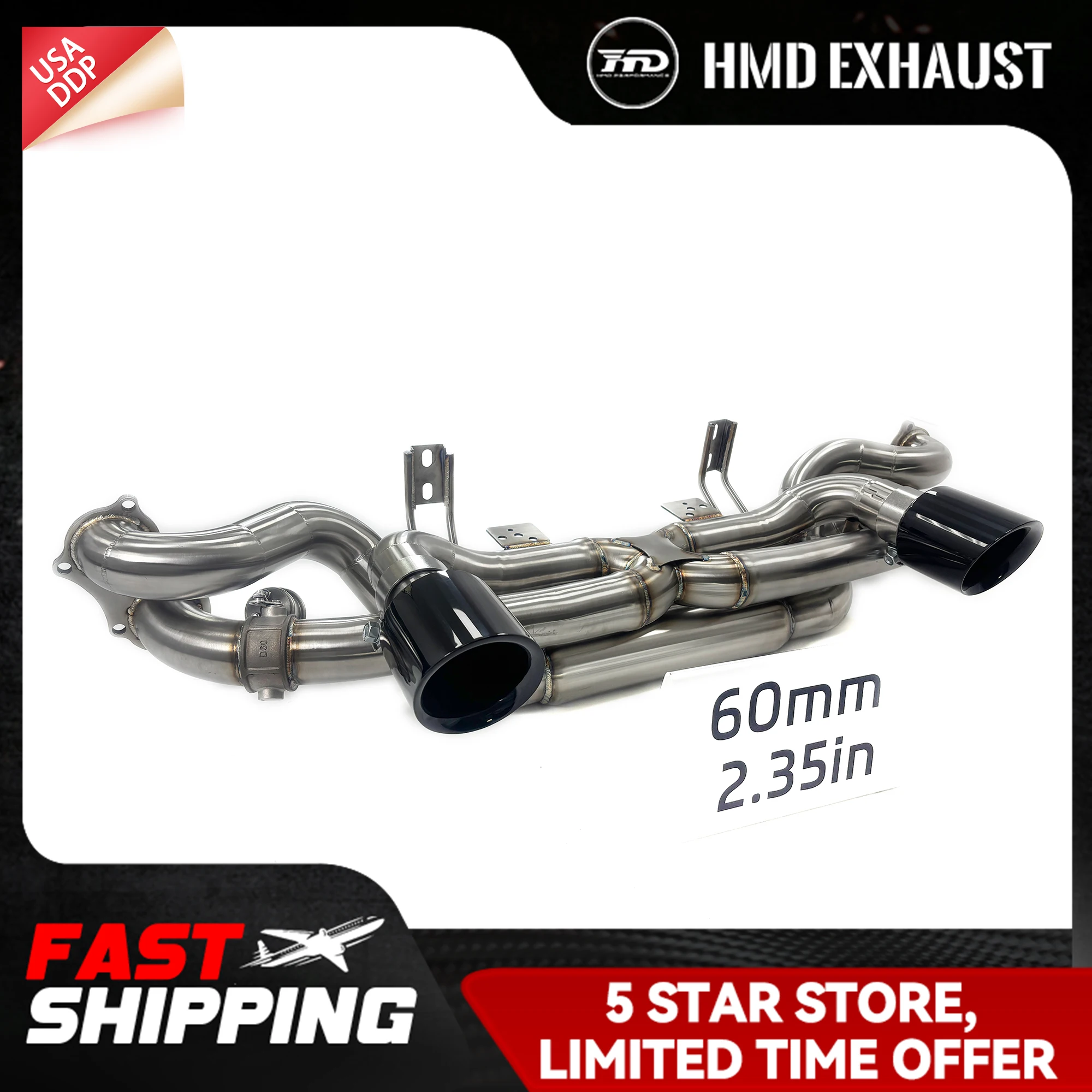 

HMD Catback для Porsche 718 GT4 Звуки хороший дизайн Выхлоп Неразрушающая установка Длительный срок службы SS304 Вакуумный клапан