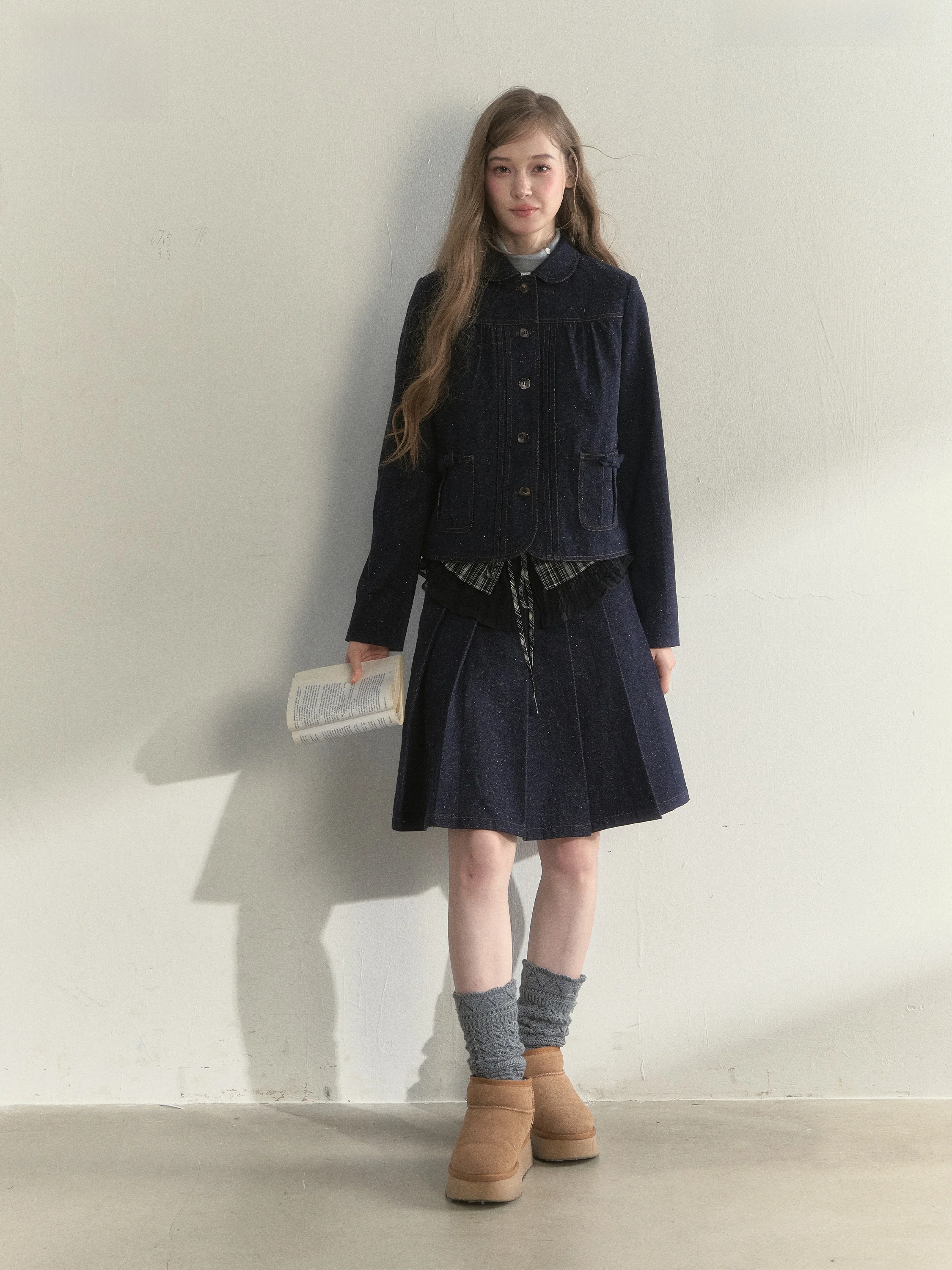 

Винтажный комплект SunsetPark: джинсовая юбка и куртка с воротником-стойкой и цветными вкраплениями, из смесового хлопка, с короткими рукавами, на пуговицах, модный женский ансамбль