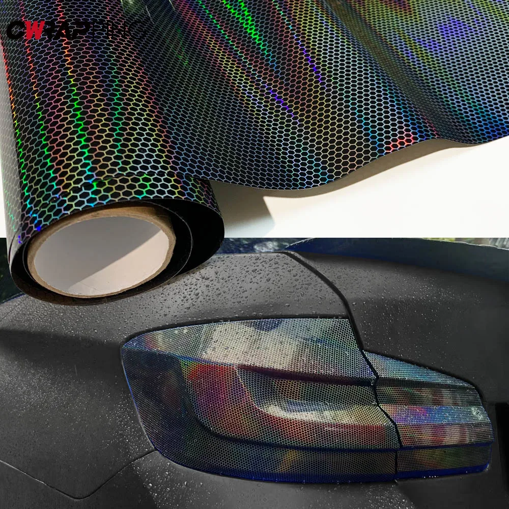 Car Light Headlight Taillight Tint Vinyl Honeycomb Headlights Film Sticker Lamp Film Easy Stick for Motorcycle Car Decoration