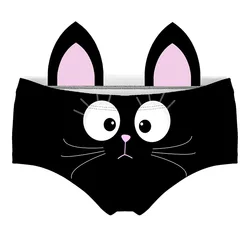 Cute Cat Print Low-Waisted Briefs for Women Breathable Thin Panties Sexy Tanga Intimate Lingerie Lady's Underwear