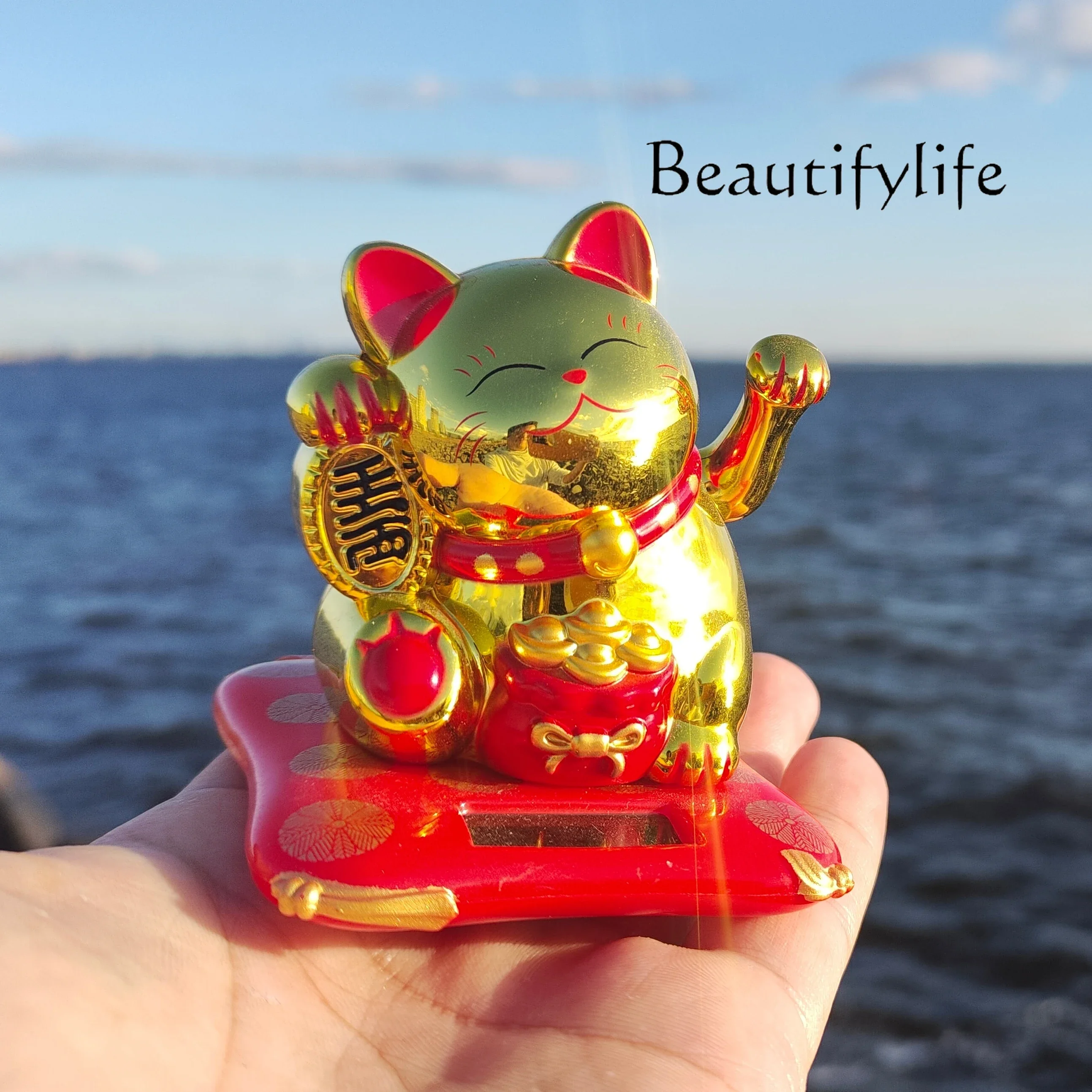 

opening front desk living room bedroom office car lucky luck Money bag lucky cat solar energy automatic beckoning