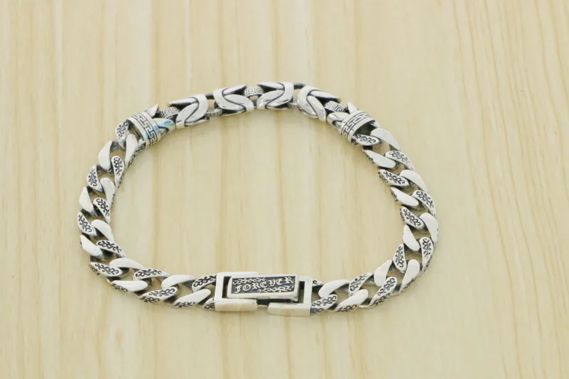 

Wholesale 925 sterling silver plaid keel woven bracelet men's fashion creative retro fashion punk personality jewelry