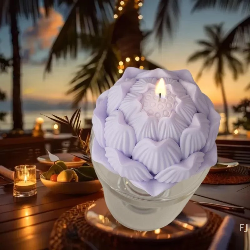 

[YU]Lotus Flower Shaped Epoxy Resin Silicone Mold DIY Reusable For Candle Soap Plaster Home Decoration Crafts Casting Mold