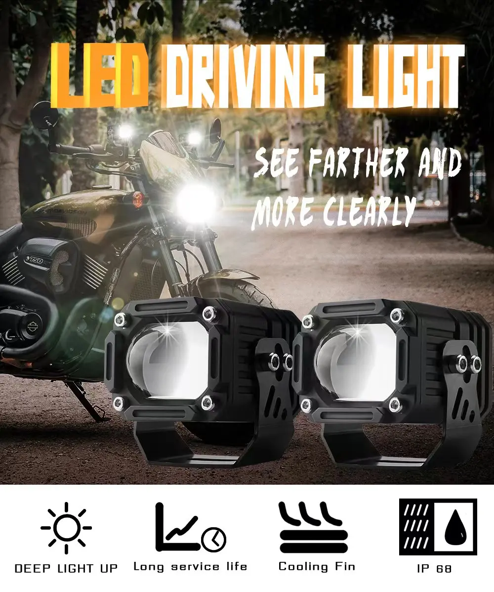 Motorcycle Spotlight L6X l4x 4 Lights 40w Car Light Electric Vehicle Super Bright Led External 4 Bead Headlight Strong Light