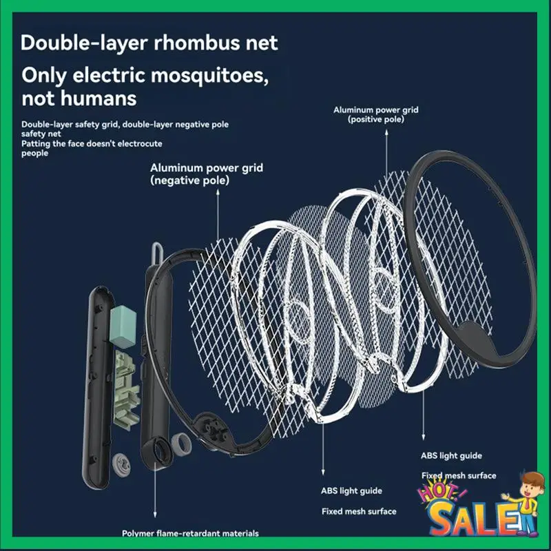 

A53T Электрическая мухобойка «два в одном», портативная лампа от комаров, белая