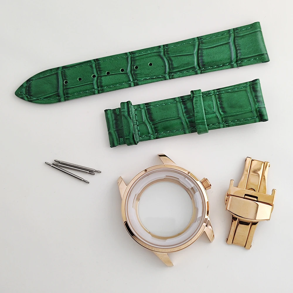 40mm NH35 Arched Glass Watch Case 316L Stainless Steel for Cocktail Time Presage NH35 /NH36 Movement 35mm Dial Leather Strap