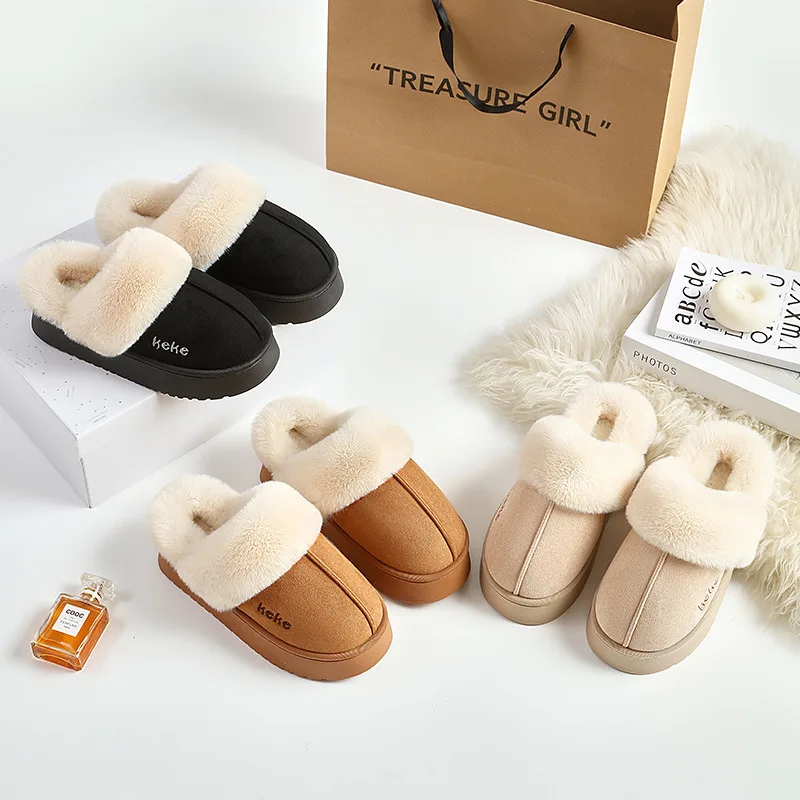 

Warm Plush Memory Slippers Cozy Thick Fleece Non Slip Slippers Thick Plush Indoor Thermal Slippers Home Soft House Shoes