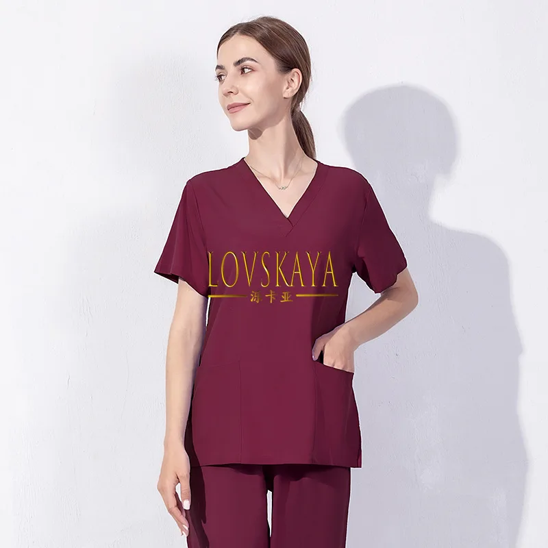 Primavera e Verão Elastic Secagem Rápida Roupa de Trabalho Médico, Dental Doctor Operating Room Set, Roupa de lavar a mão fina