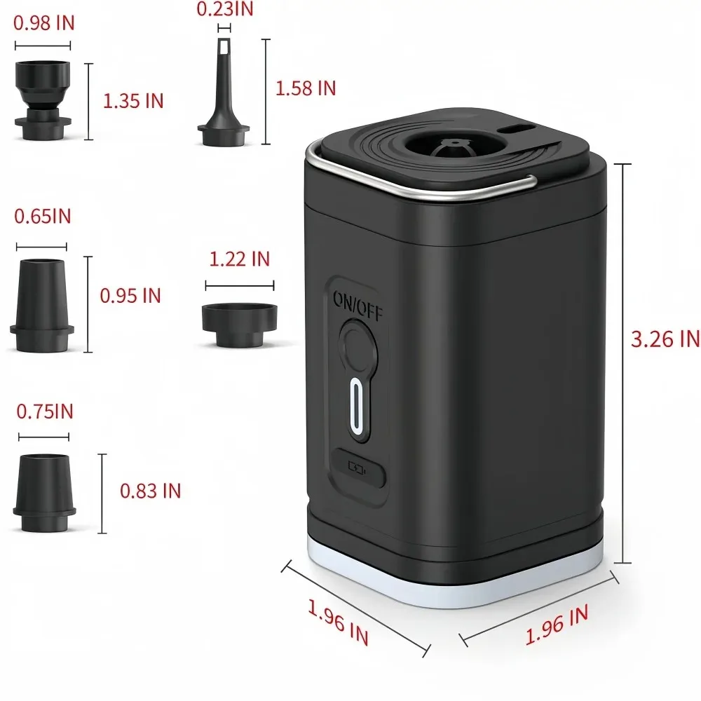 Mini Portable Air Pump 1200mAh// USB Rechargeable Wireless Inflator Deflator for Camping Mattress Pool Float Boat Fast Inflation